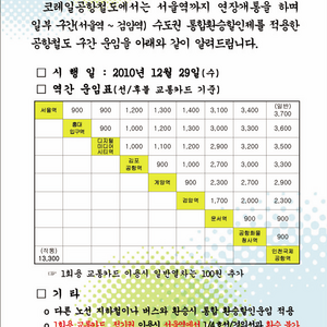 공항철도 내일 개통+통합환승제 포함