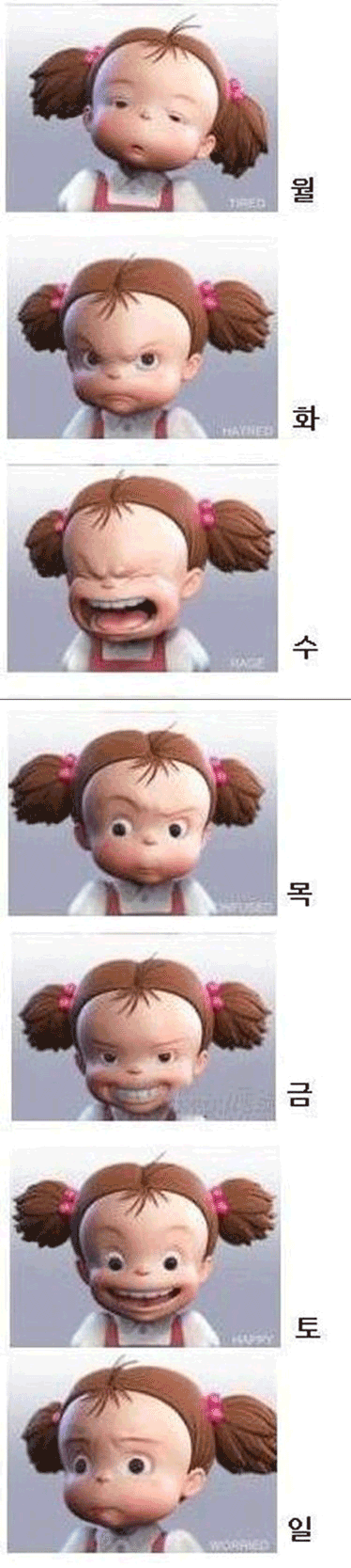 요일별직장인의표정