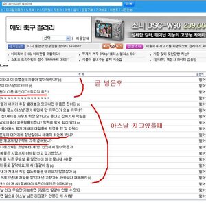 골 넣기 전, 골 넣은 후